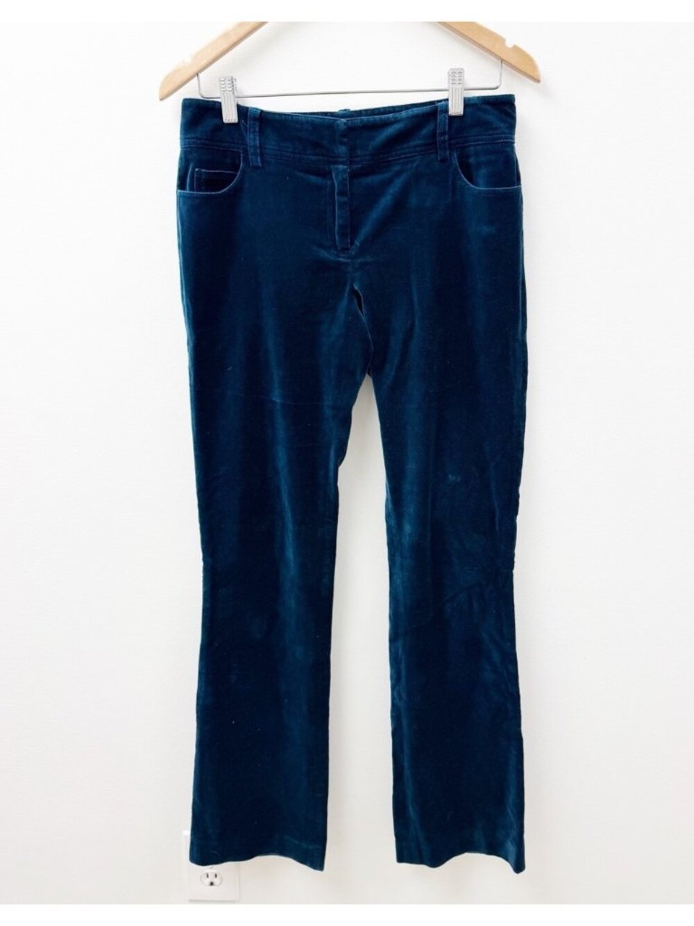 Vintage Caché Teal Peacock Y2K Low Rise Velvet Bootcut Pants Sz 4